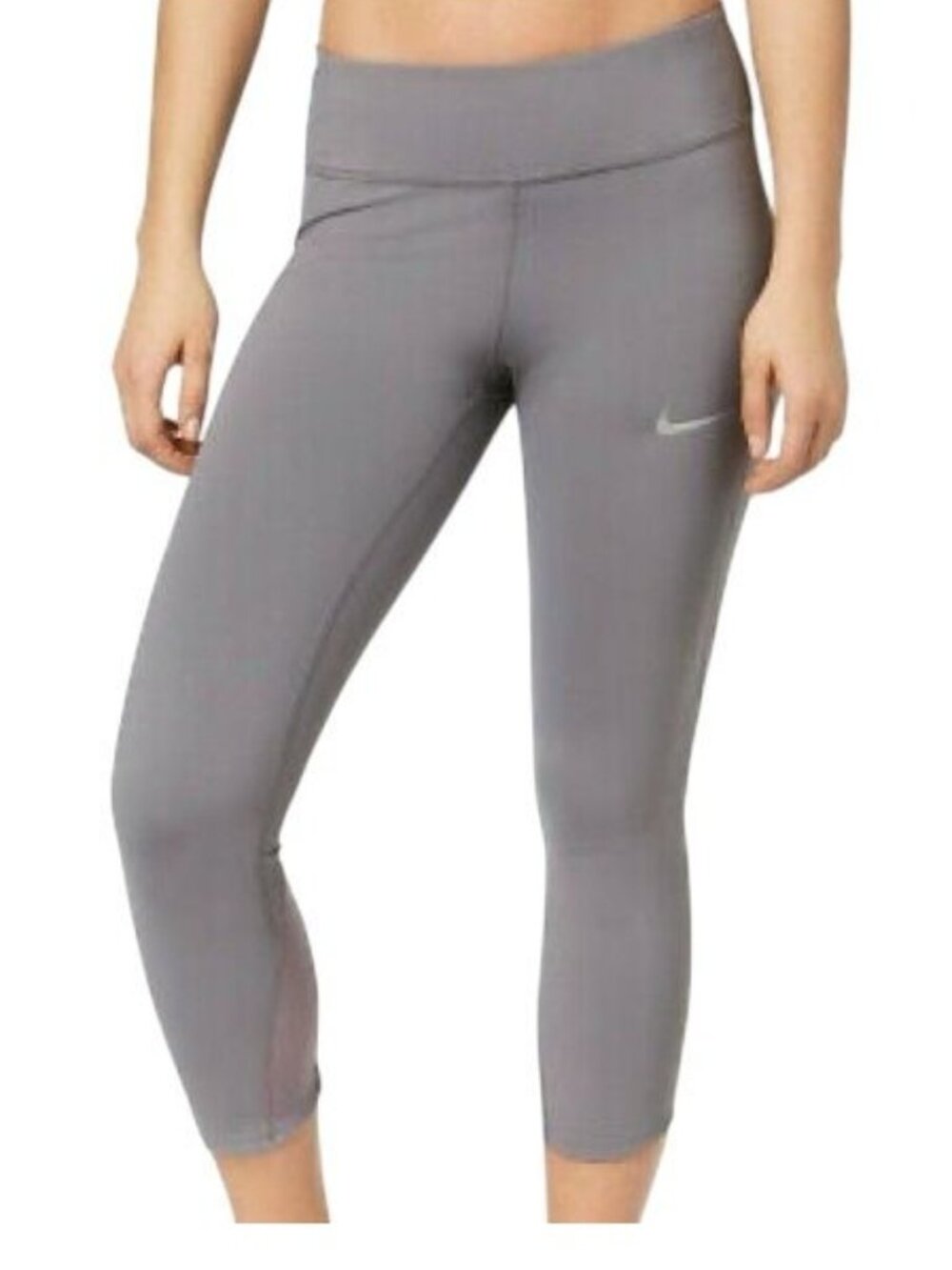 Nike Dri-FIT Essential Crop Running Leggings Gunsmoke Grey Small